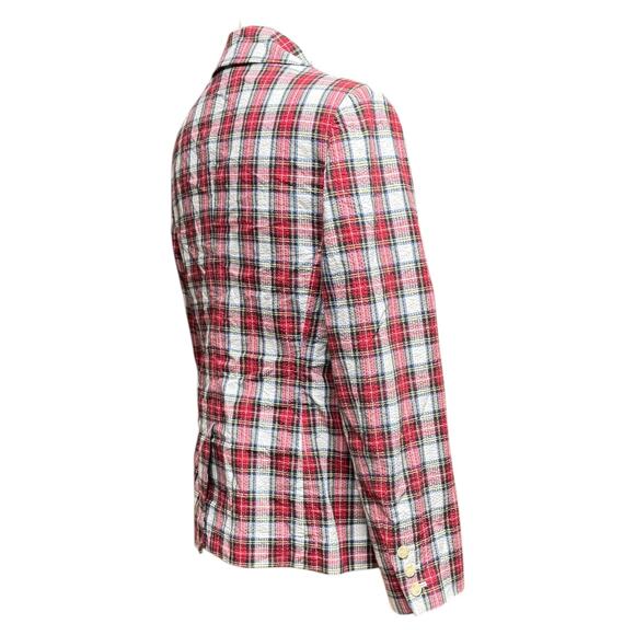 Tommy Hilfiger Vintage 90s Cotton Plaid Blazer Red Black Blue Yellow White 10 - Picture 5 of 6